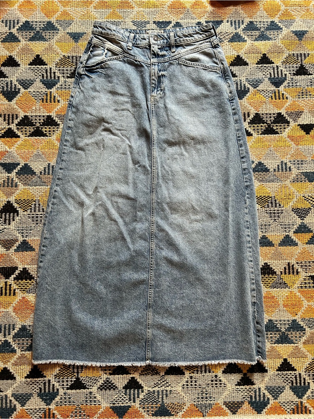 We The Free Light Blue Denim Maxi Skirt